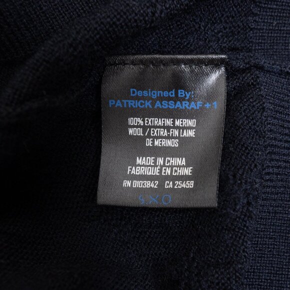 Patrick Assaraf 100% Merino Wool Turtleneck Sweater Navy Textured Knit Small - Picture 10 of 12
